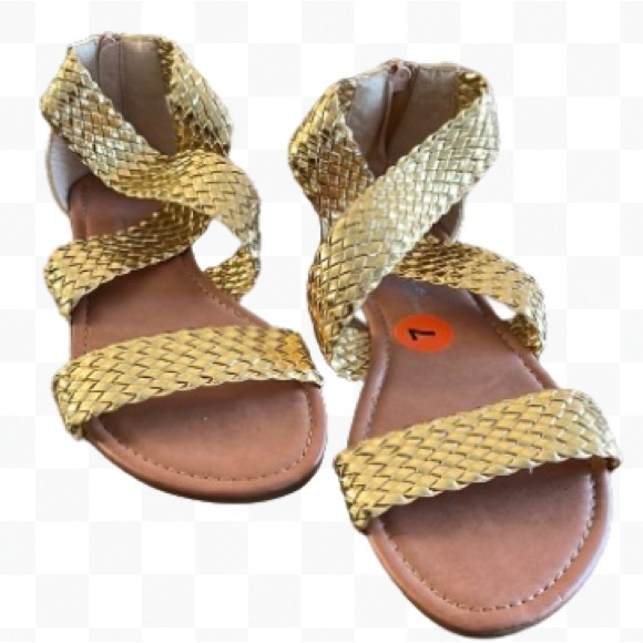 AURA Gold Braided Espadrille Sandals Size 7 NWOT - Picture 1 of 8